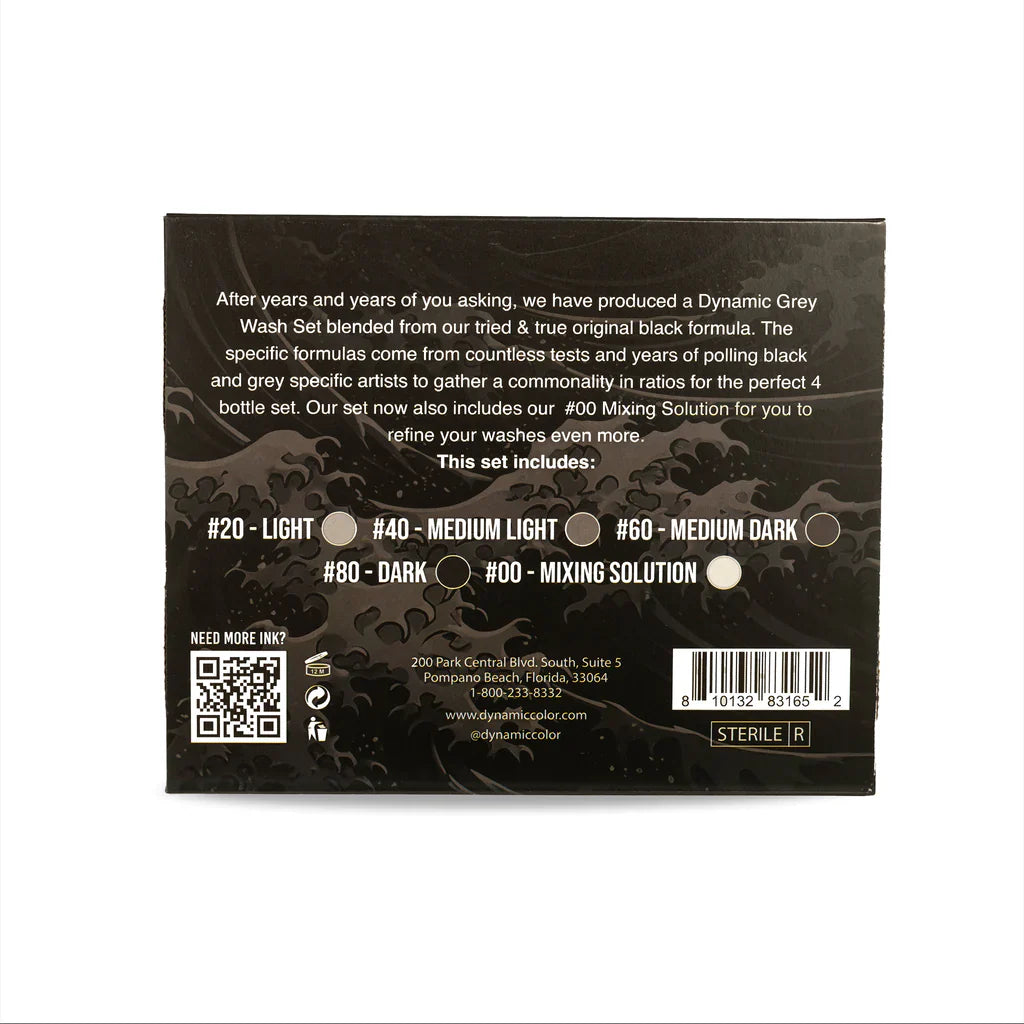 Dynamic Greywash Tattoo Ink Set with Mixing Solution